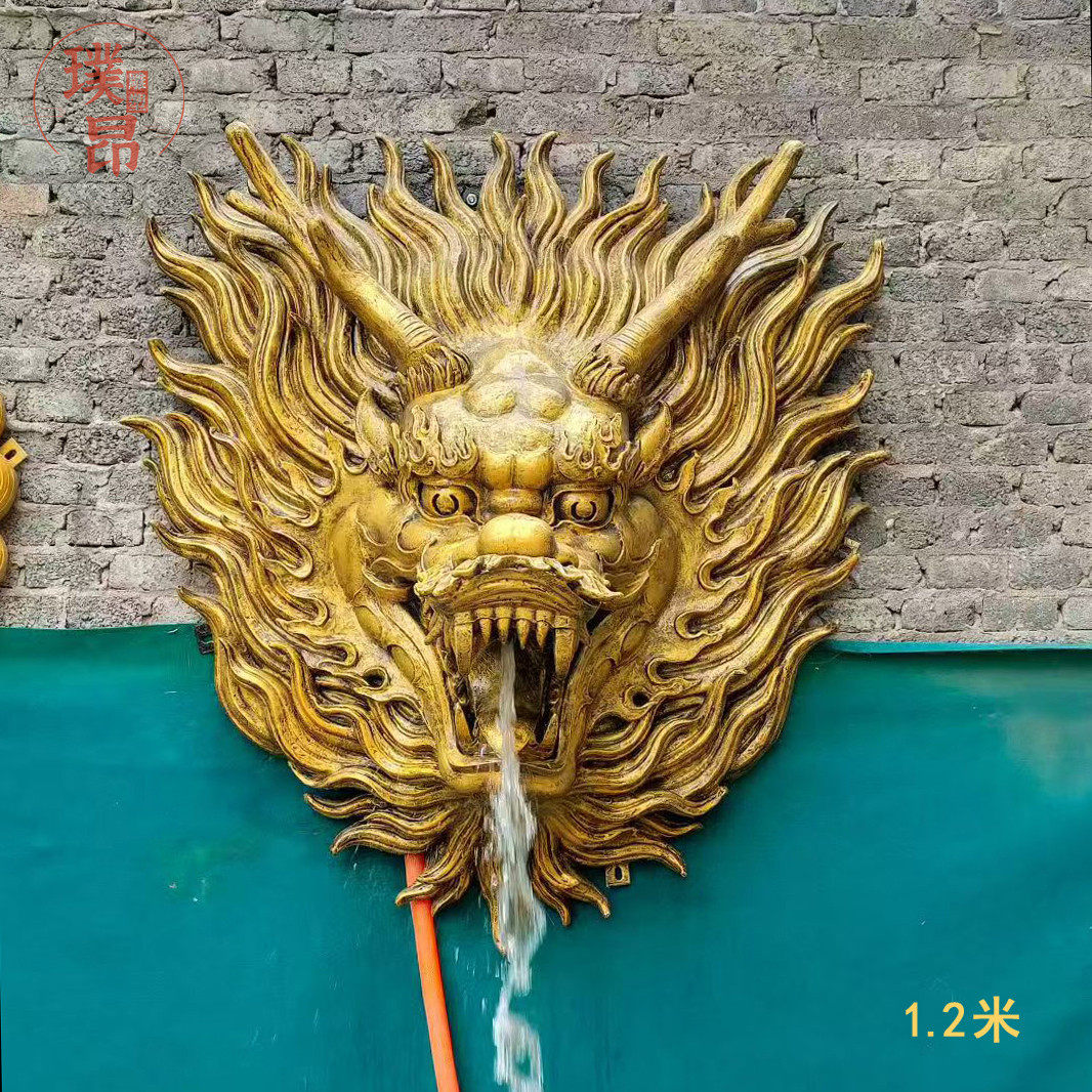 壁挂吐水龙头雕塑户外流水装饰墙面龙头玻璃钢雕像定制3d模型打印