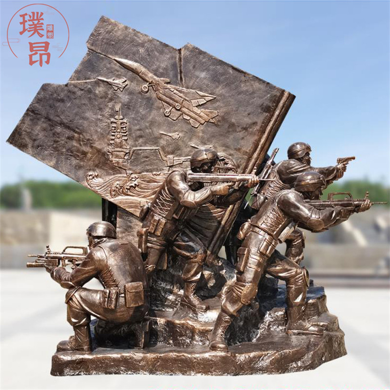 精兵之路玻璃钢雕塑部队特种兵群雕国防文化人防仿铜警卫人物雕像