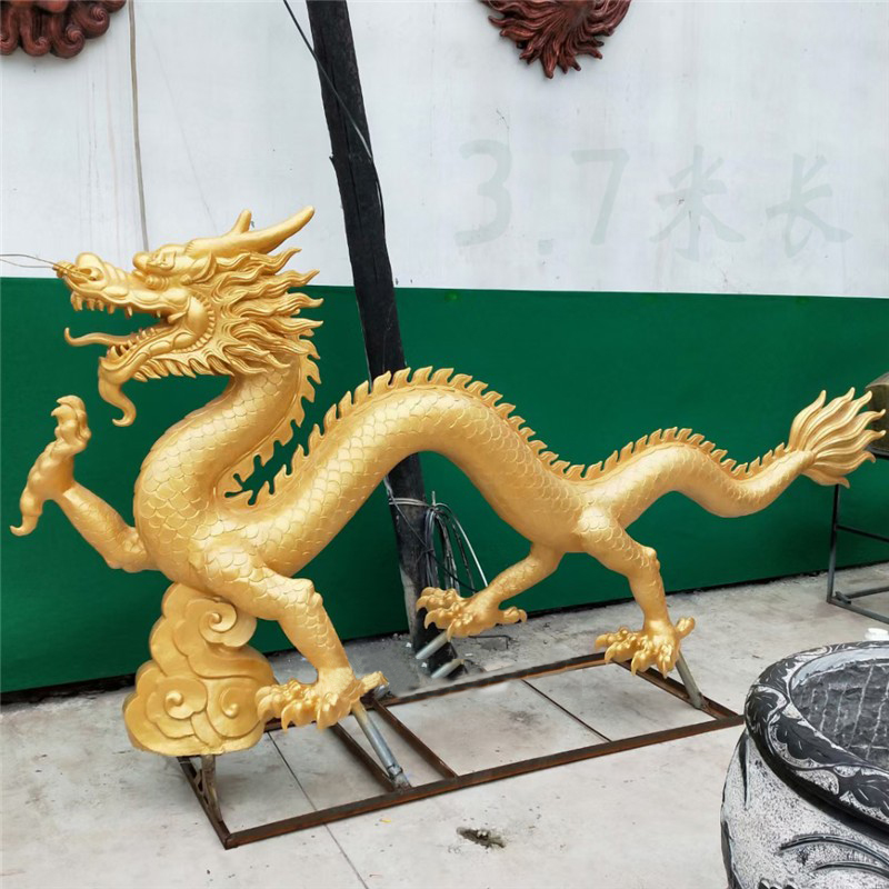 大型二龙戏珠雕塑玻璃钢仿铜神龙抢珠 铸铜户外金龙定制可吐水龙