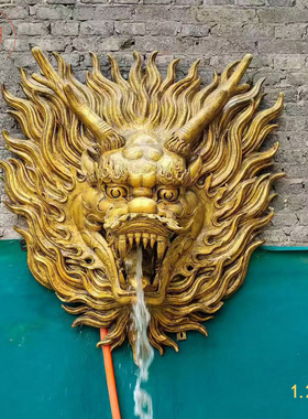 壁挂吐水龙头雕塑户外流水装饰墙面龙头玻璃钢雕像定制3d模型打印