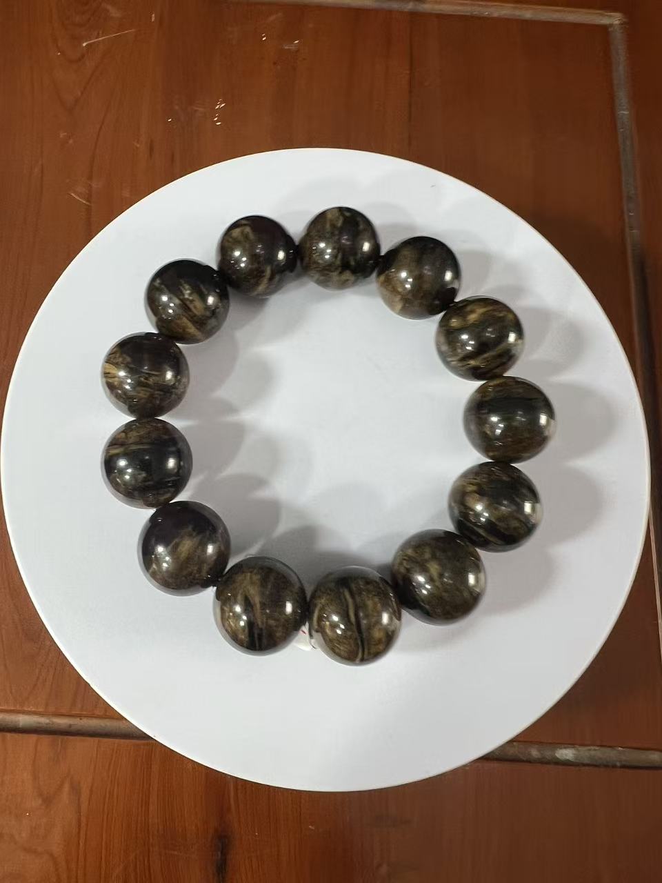 【莓莓珠宝】天然缅甸琥珀黑花根根珀18mm手串