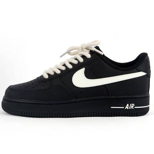 【定制球鞋】Nike Air Force 1 麻绳黑空军 板鞋 低帮 复古百搭