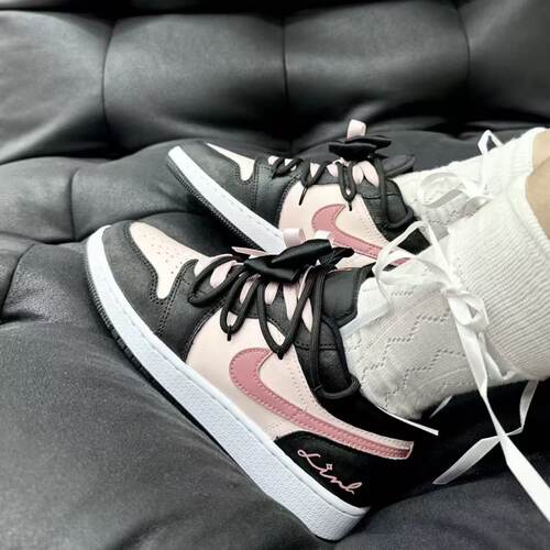 【定制球鞋】Jordan Air Jordan 1 芝芝莓莓 蝴蝶结 女款低帮黑粉