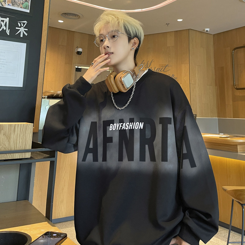 春秋季卫衣假两件潮流时尚印花圆领，男装卫衣，星座208-1