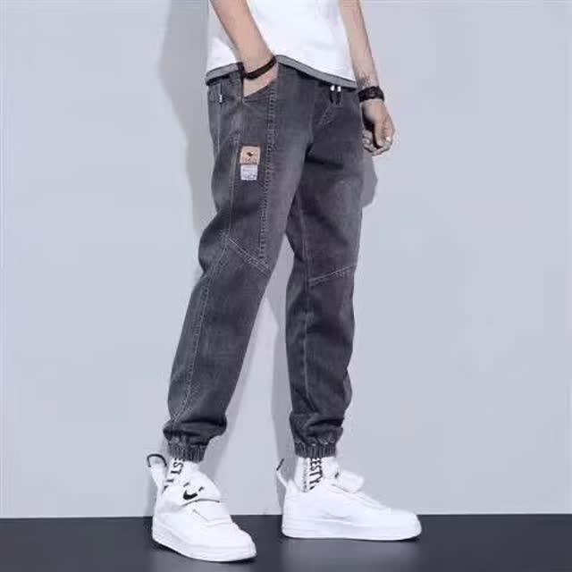2025新款百搭宽松束脚裤牛仔裤男潮流学生春秋百搭哈伦裤7551P50,男装牛仔裤,星座208-1