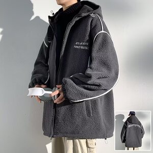 摇粒绒外套棉衣男生2025新款春秋冬季潮牌加绒加厚羊羔绒冬装棉服图片