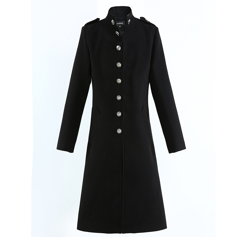 男秋冬新款立领风衣韩版长款大衣毛呢料金属扣大衣外套Y151P155，男装风衣，星座208-1