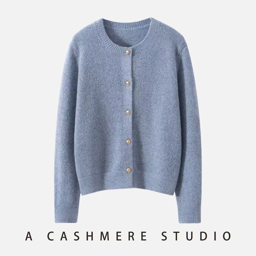 【康赛妮AU纱】100%山羊绒圆领小金扣系扣羊绒开衫5008,女装/女士精品,羊绒衫,淘宝优惠券,粉丝福利购,淘宝优惠卷