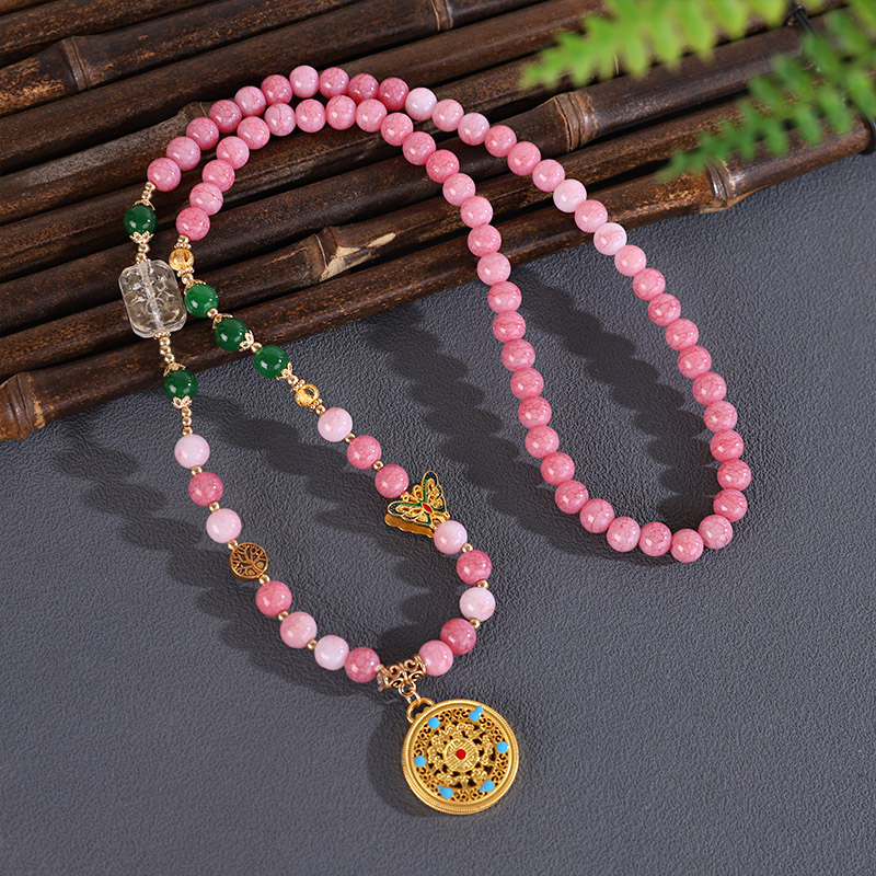 超仙古风蝴蝶新中式汉服粉色串珠