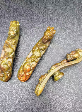 古玩杂项苍龙教子带钩玉佩仿古做旧腰带扣把玩件古风汉服腰佩挂钩