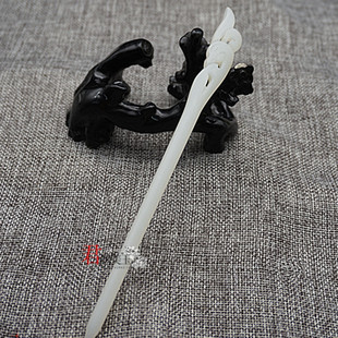 琉璃仿白玉凤头发簪汉服民族风白色玉簪发饰盘头发钗簪子古装包邮