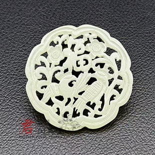 和田玉喜上眉梢吊坠挂件仿古明清喜鹊梅花玉佩玉坠牌子腰佩项链坠