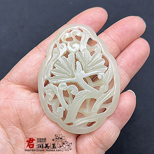 复古明清件花鸟玉佩颈饰挂件吊坠