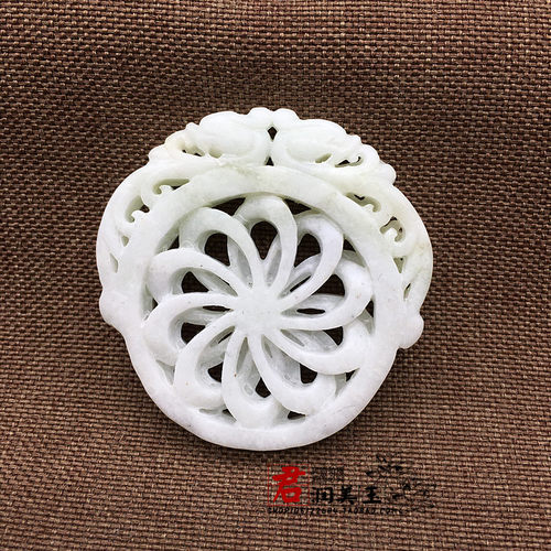 蓝田玉双面镂空雕刻双凤吊坠挂件蓝田玉时来运转凤凰玉佩玉坠