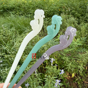 琉璃如意发簪古风头饰发钗日常盘发简约紫色蓝水白色簪子汉服发饰