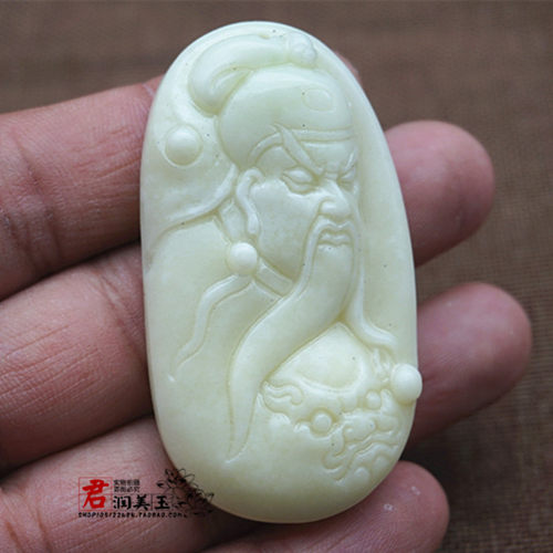 蓝田玉关公吊坠挂件男款玉石关羽颈饰项链武财神玉佩挂坠饰品