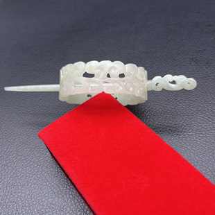 和田玉青白玉镂空祥云玉发冠发饰如意玉冠古风汉服头饰发束玉冠