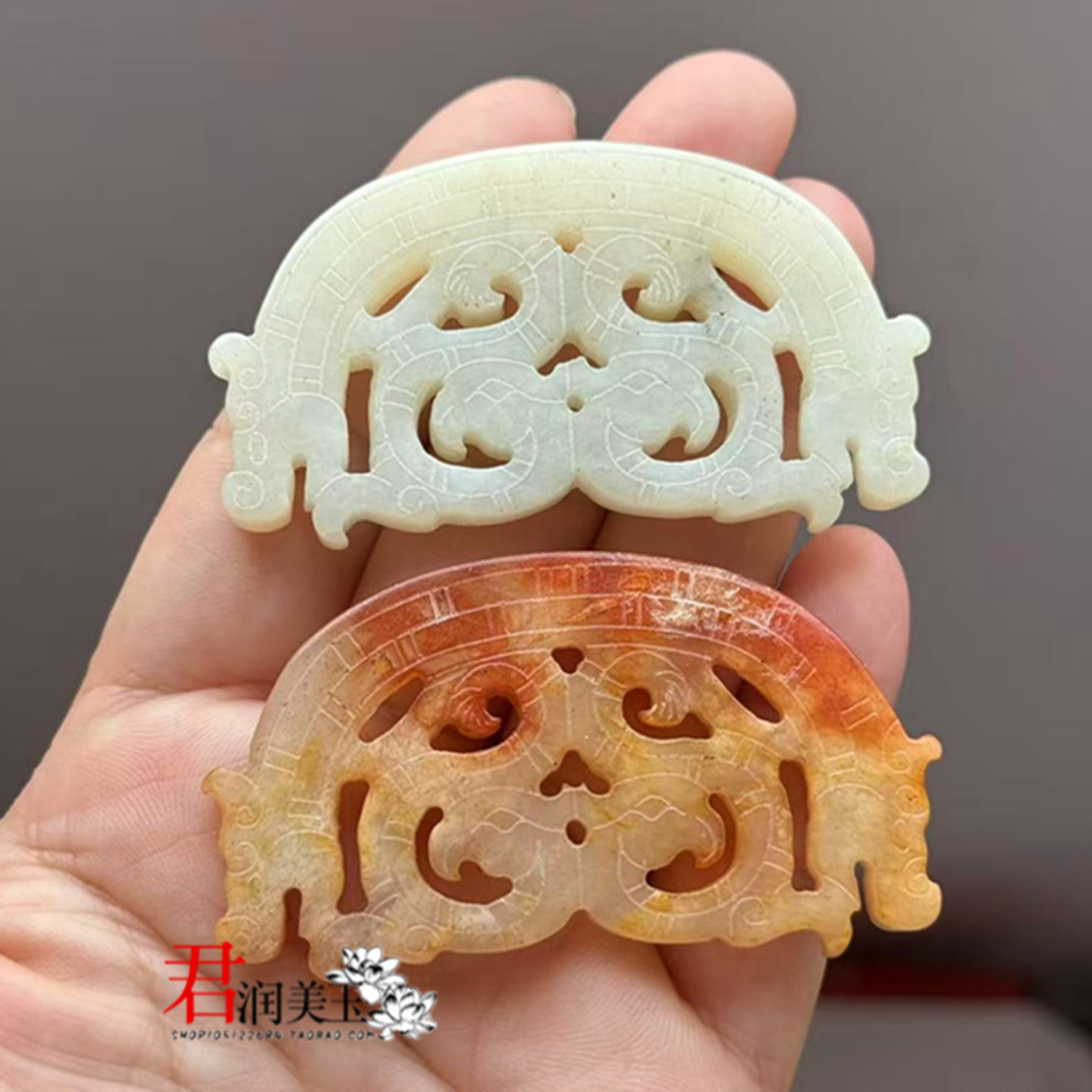 岫玉龙凤吊坠挂件仿战汉龙纹凤佩玉璧玉佩仿古做旧玉环挂饰项链坠