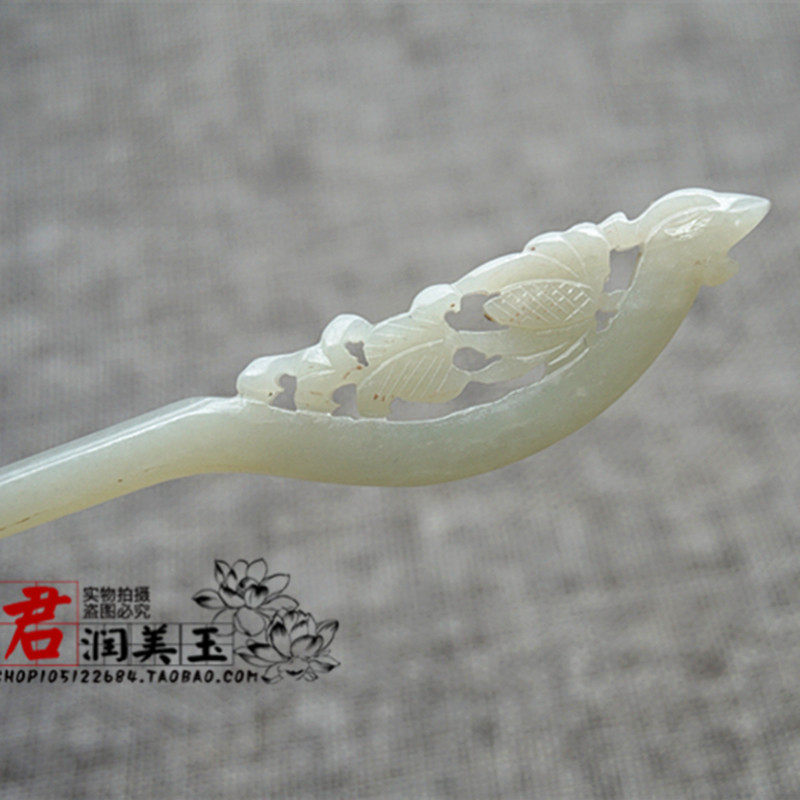 和田玉凤头发簪玉簪仿古雕刻青白玉女款玉头饰玉簪子汉服古风发饰