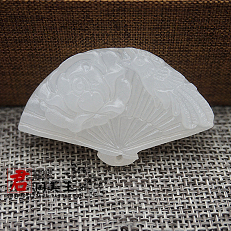 天然白玉扇子形吊坠挂件玉佩古风汉服腰佩腰挂流苏笛挂萧挂配饰