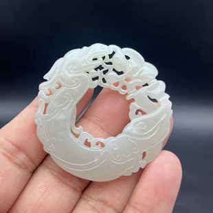 和田玉子辰佩吊坠挂件青海料双面雕刻望子成龙吊坠挂件颈饰玉腰佩