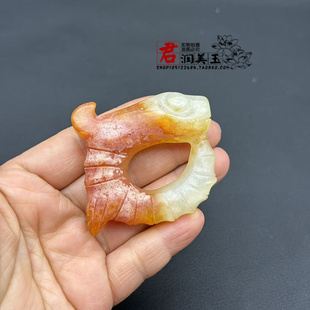 岫玉龙型吊坠挂件仿红山玉猪龙玉佩玉坠汉服影视腰佩挂饰手工配饰