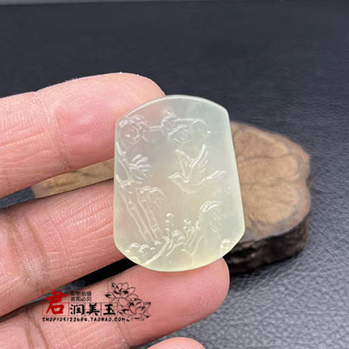 岫玉竹节吊坠挂件平安白鸽玉佩
