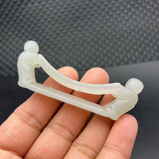 岫玉童子笔架笔搁摆件仿古明清毛笔架文房四宝书房摆件把件玉饰品