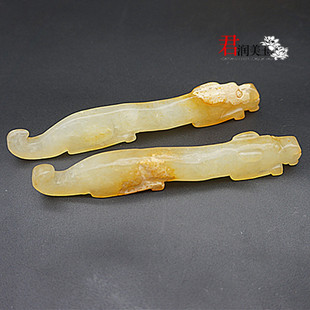 岫玉老虎笔架摆件仿古虎符兵符玉佩古玩玉器虎立体小把件拍摄道具