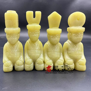 岫玉跪人玉佩玉坠仿古雕刻 棕璜圭璧达官 玉贵人玉佩玉坠把件摆件