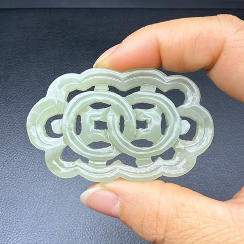 和田玉玉钱吊坠挂件毛衣坠