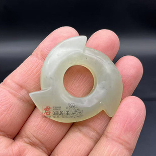 岫玉玉璇玑吊坠挂件仿古雕刻风火轮玉佩玉坠时来运转颈饰项坠玉环