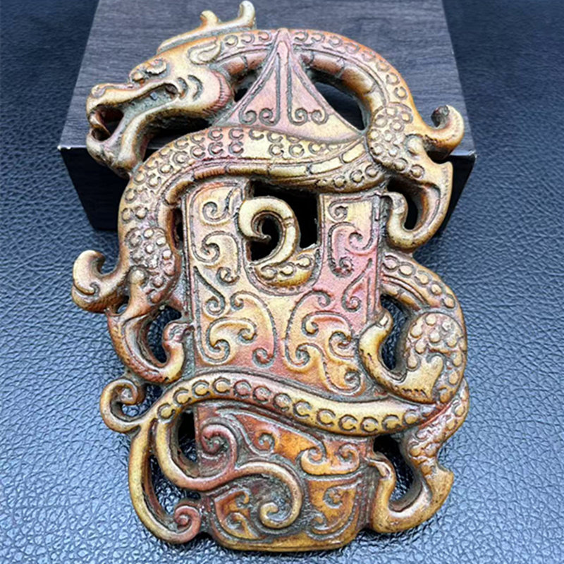 仿古龙玉佩玉坠复古腾龙玉牌吊坠