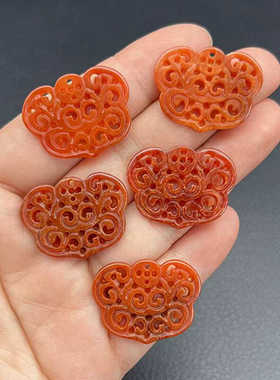 红色镂空如意锁蝴蝶DIY耳饰品