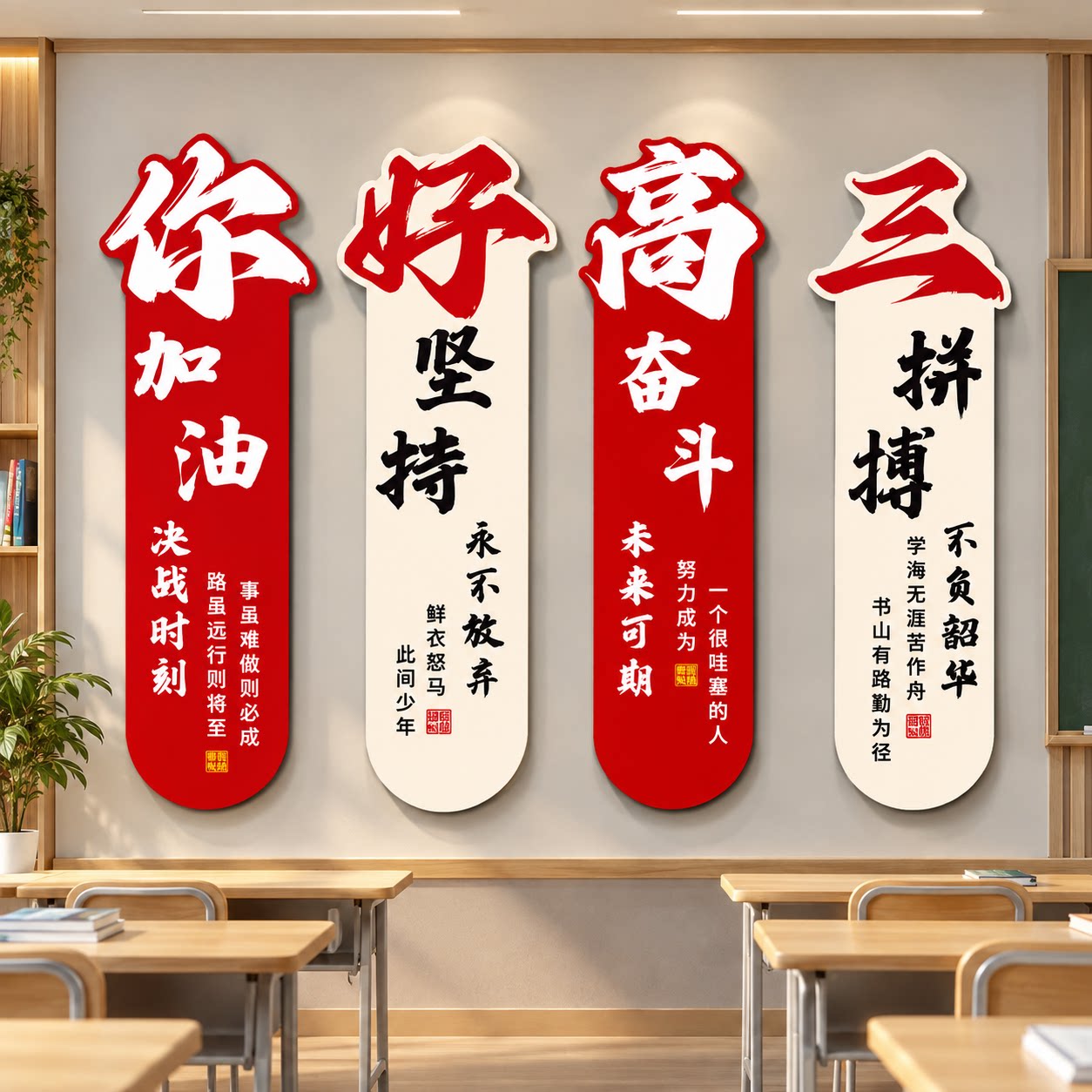 初高三搬教室升楼仪式布置黑板磁吸文化墙贴纸中高考班级励志标语