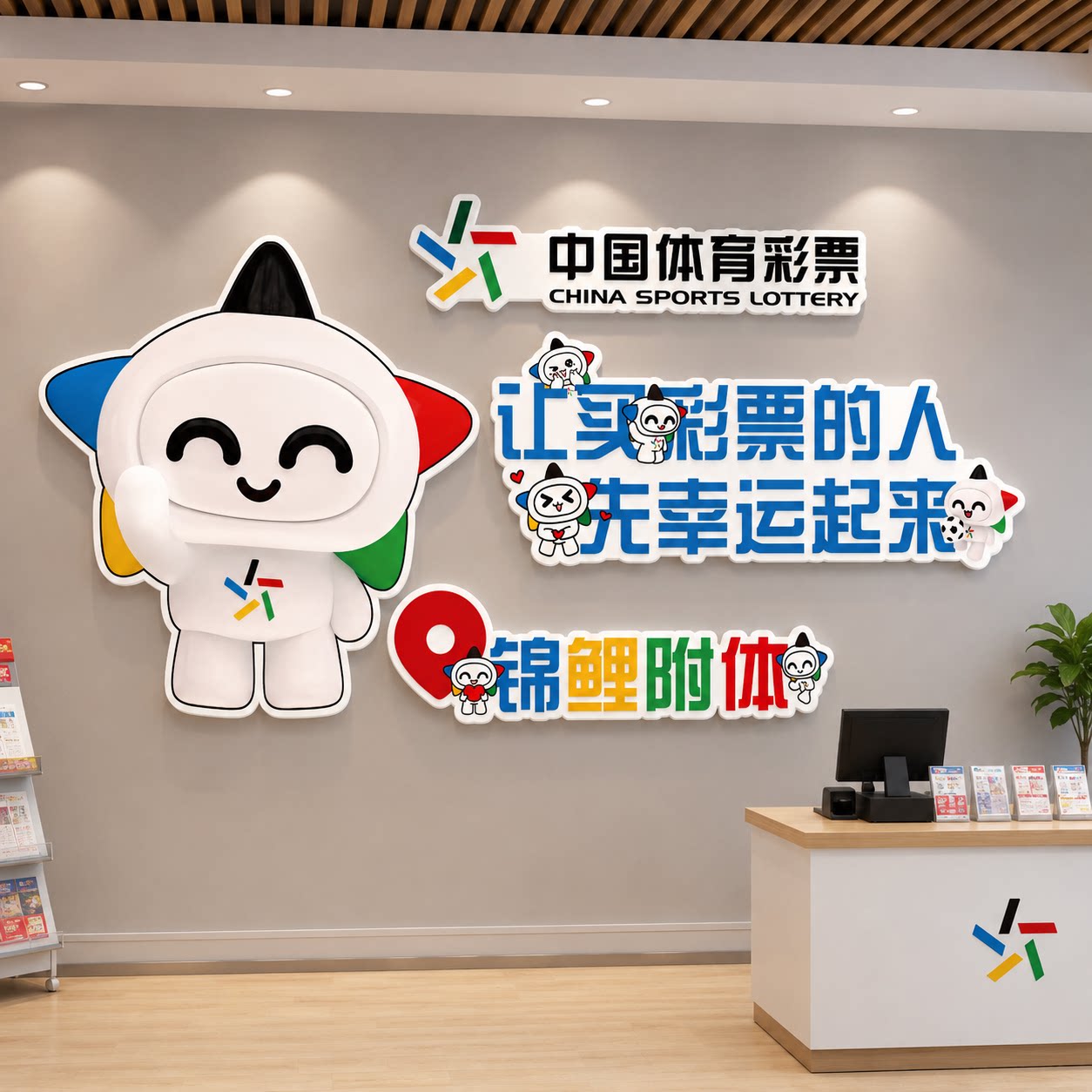 中国体育彩票背景墙墙面装饰背景墙形象墙网红主题墙贴体彩背景墙