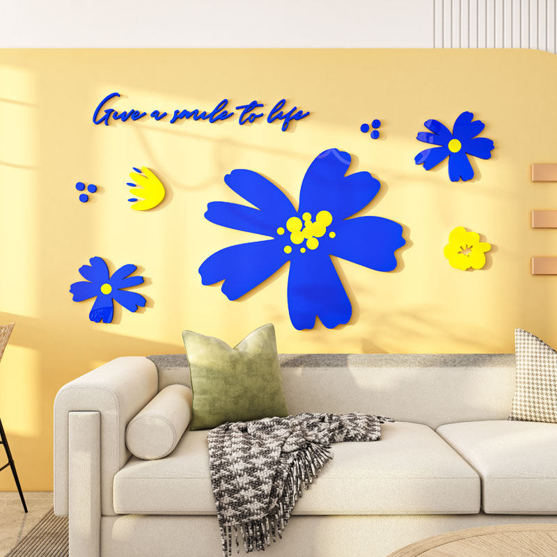 网红客厅民宿房间布置床头改造用品立体花电视机背景墙装饰挂件画