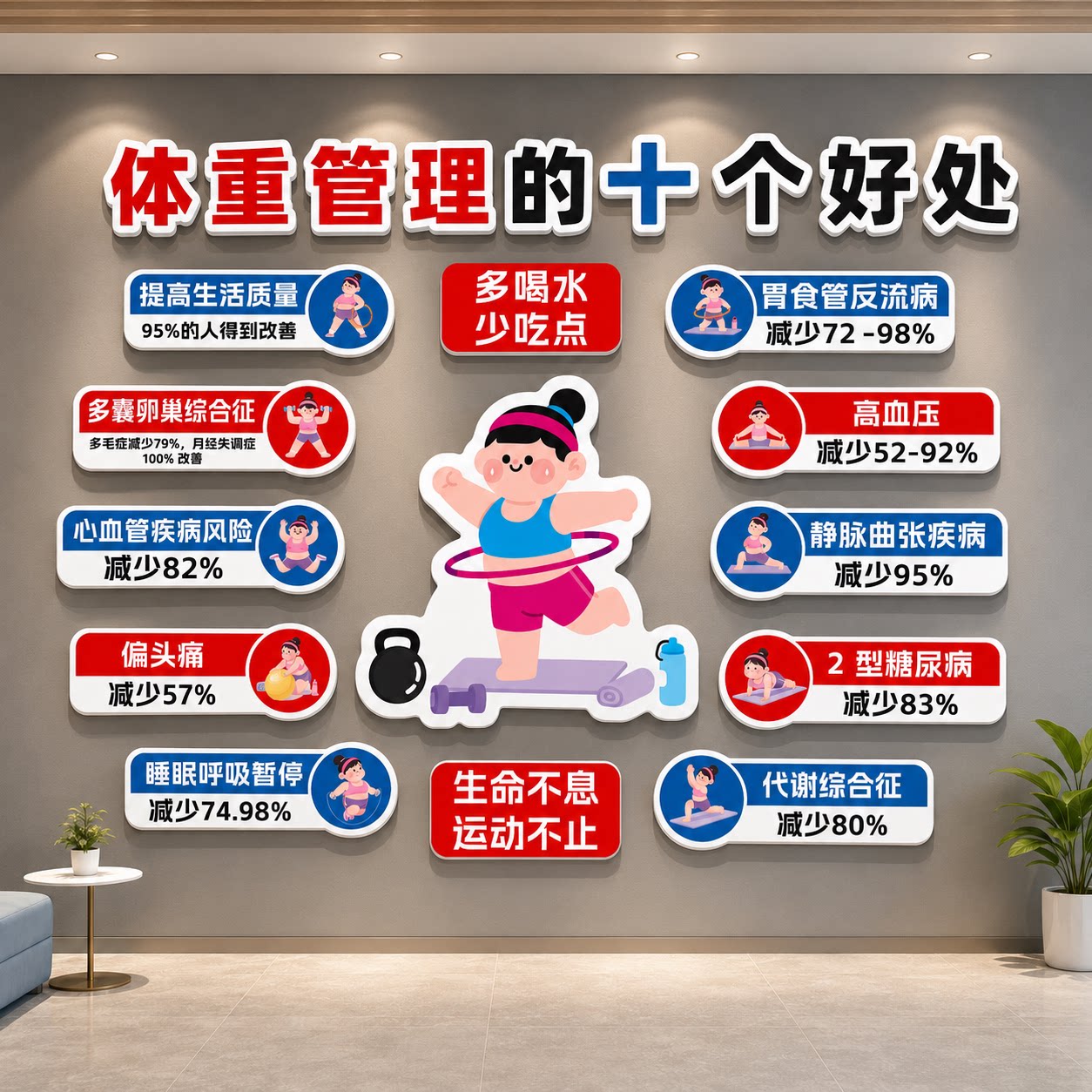 体重管理体检中心医院门诊文化墙海报健康减肥挂图画BMI计算贴纸