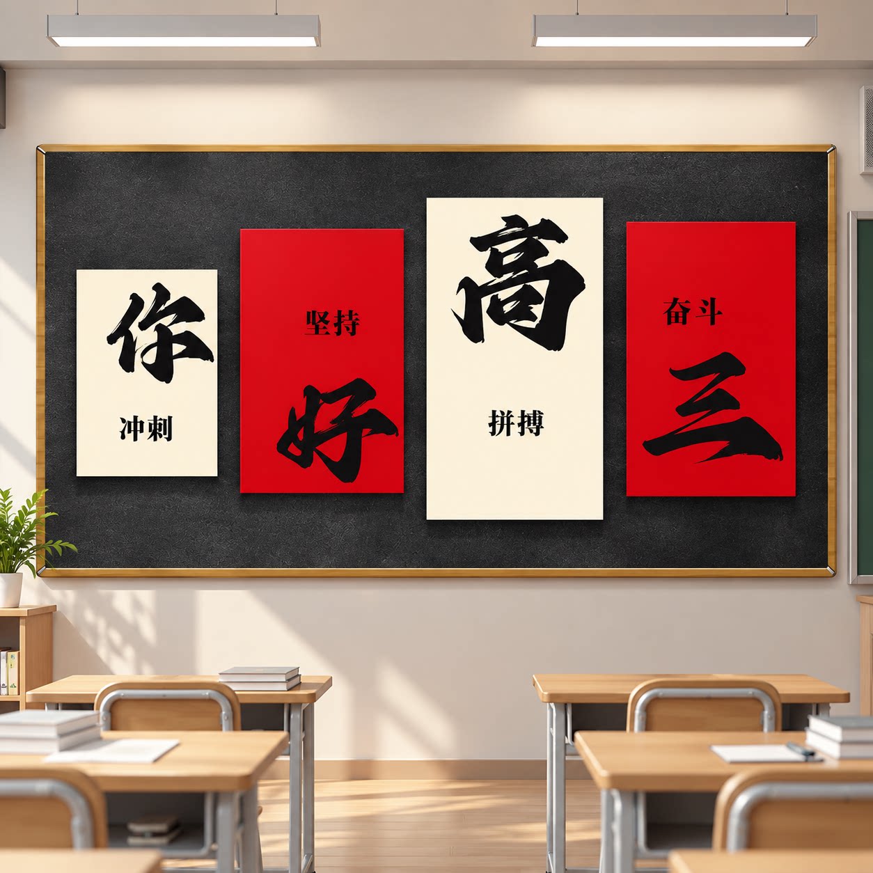 初高三搬教室升楼仪式布置黑板磁吸文化墙贴纸中高考班级励志标语
