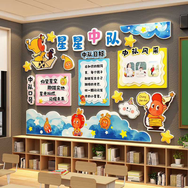 班级萤火虫中队角布置文化墙面贴教室装饰少先黑板报素材小学毛毡