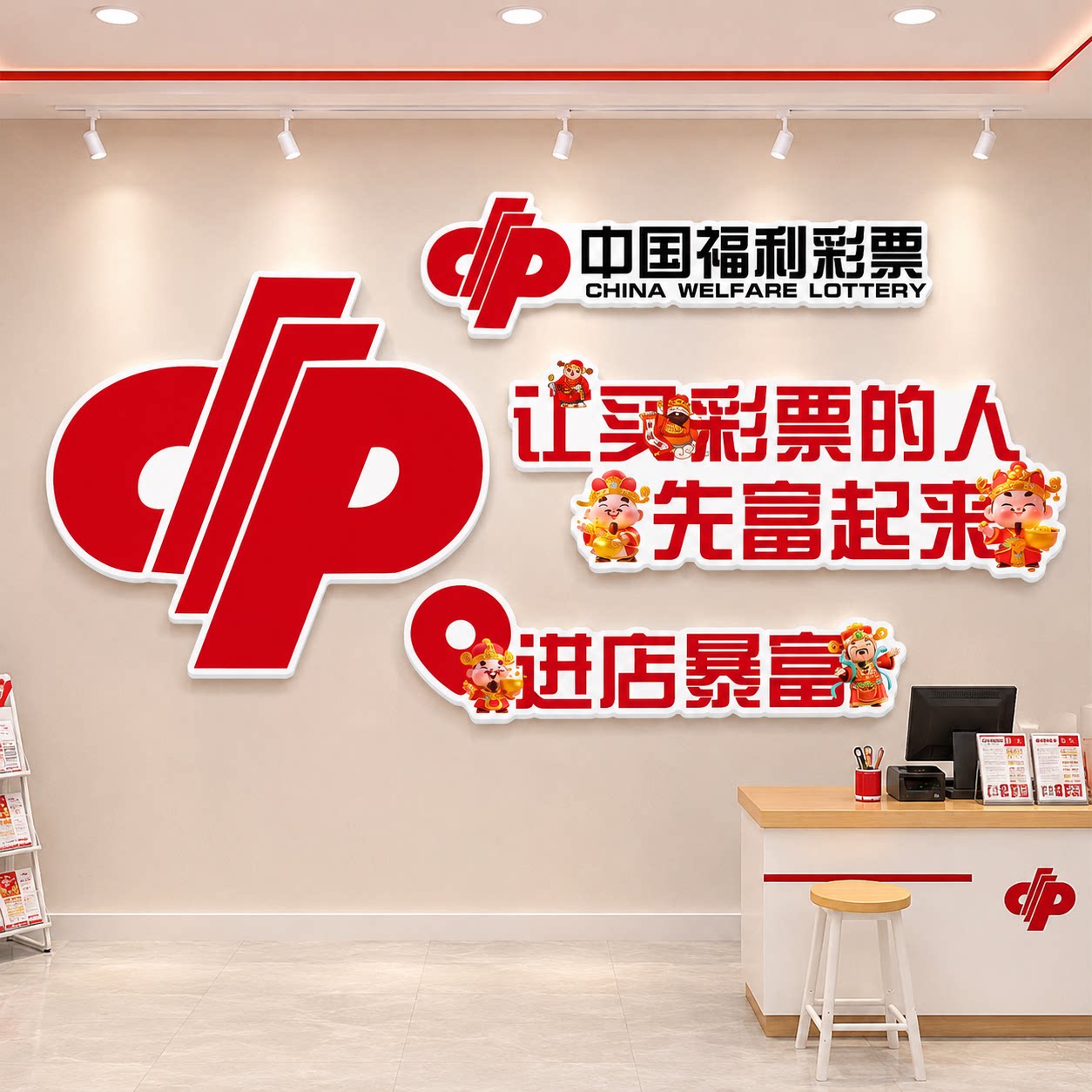 中国体育彩票背景墙墙面装饰背景墙形象墙网红主题墙贴体彩背景墙