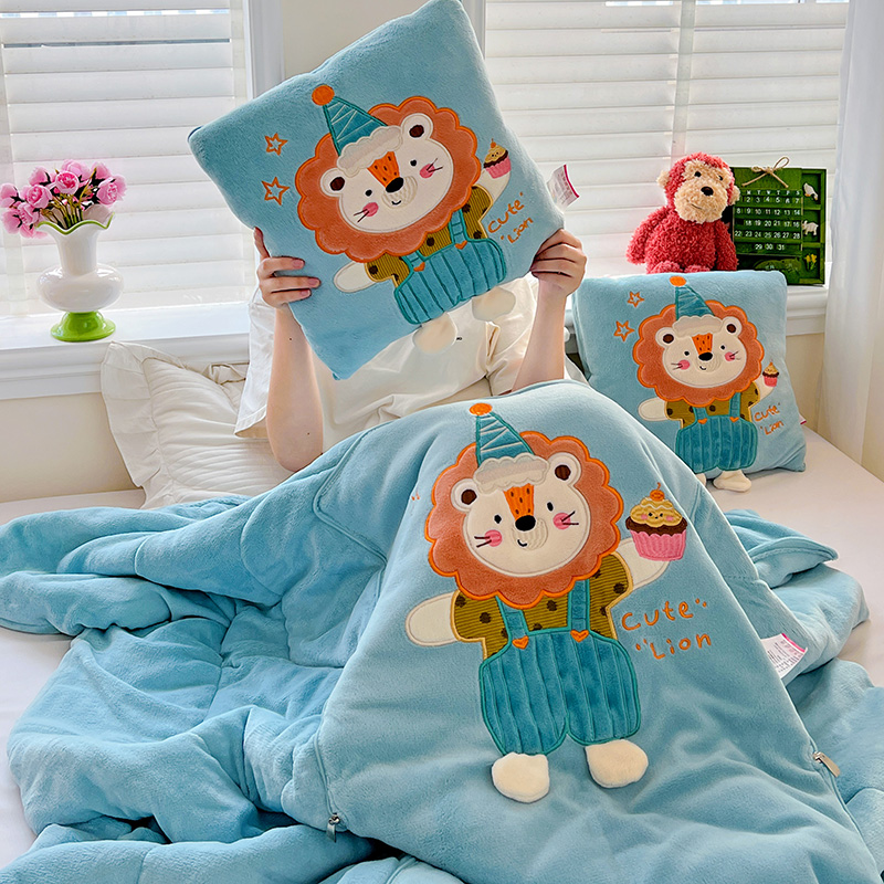 牛奶绒绒抱枕被子两用二合一