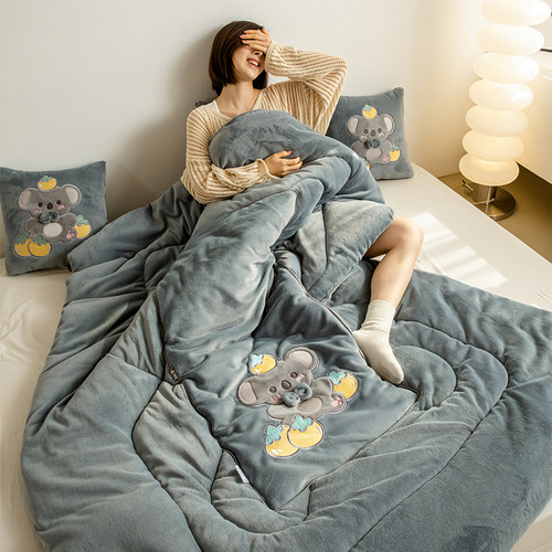 两用抱枕被子加厚牛奶绒毛毯