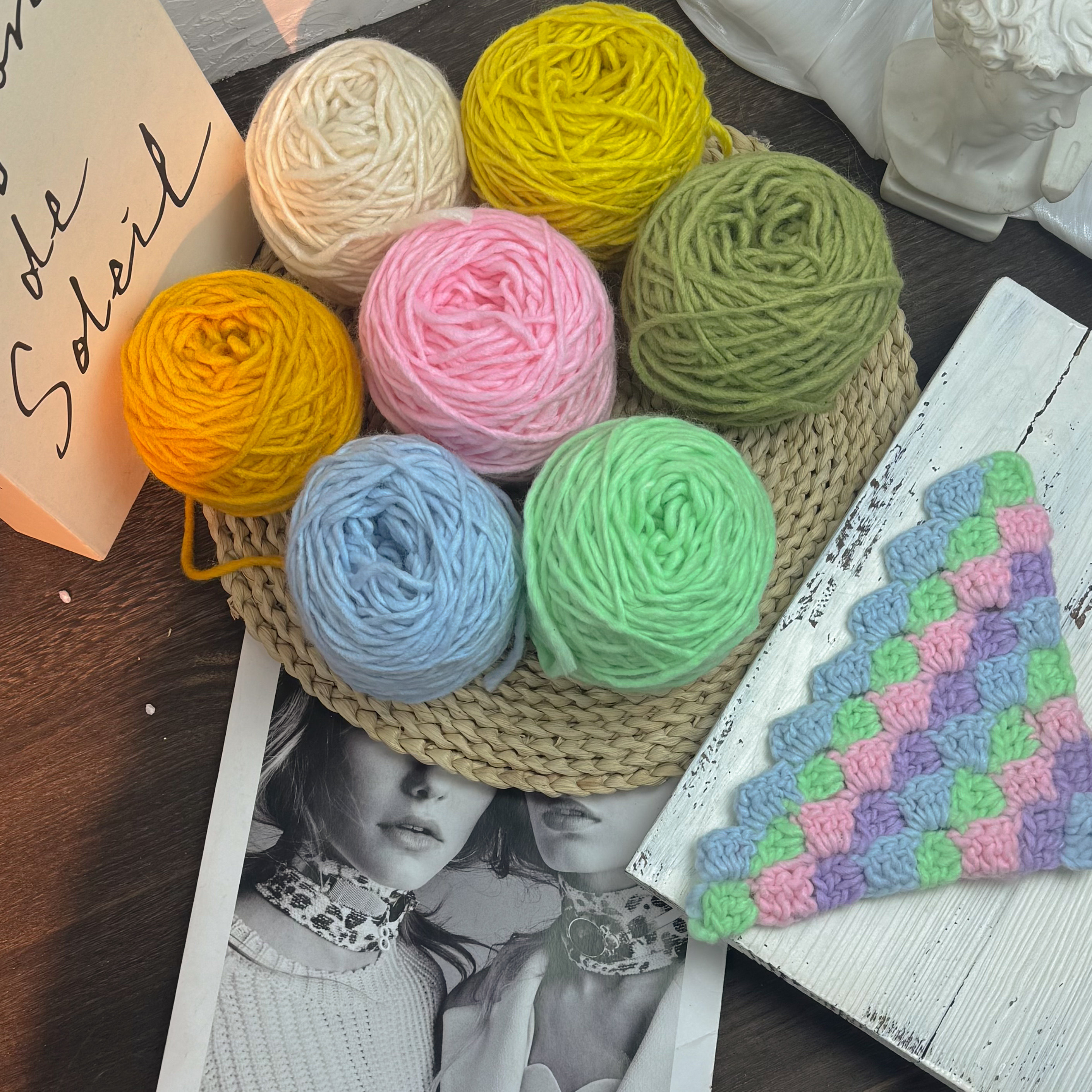 冬季纯色冰岛毯子棒针钩织粗毛线