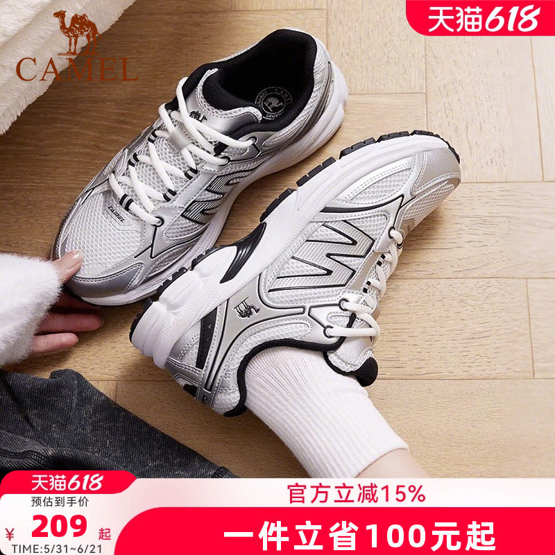 骆驼慢跑鞋女2026秋新款耐磨网面复古休闲鞋老爹鞋舒适软弹运动鞋