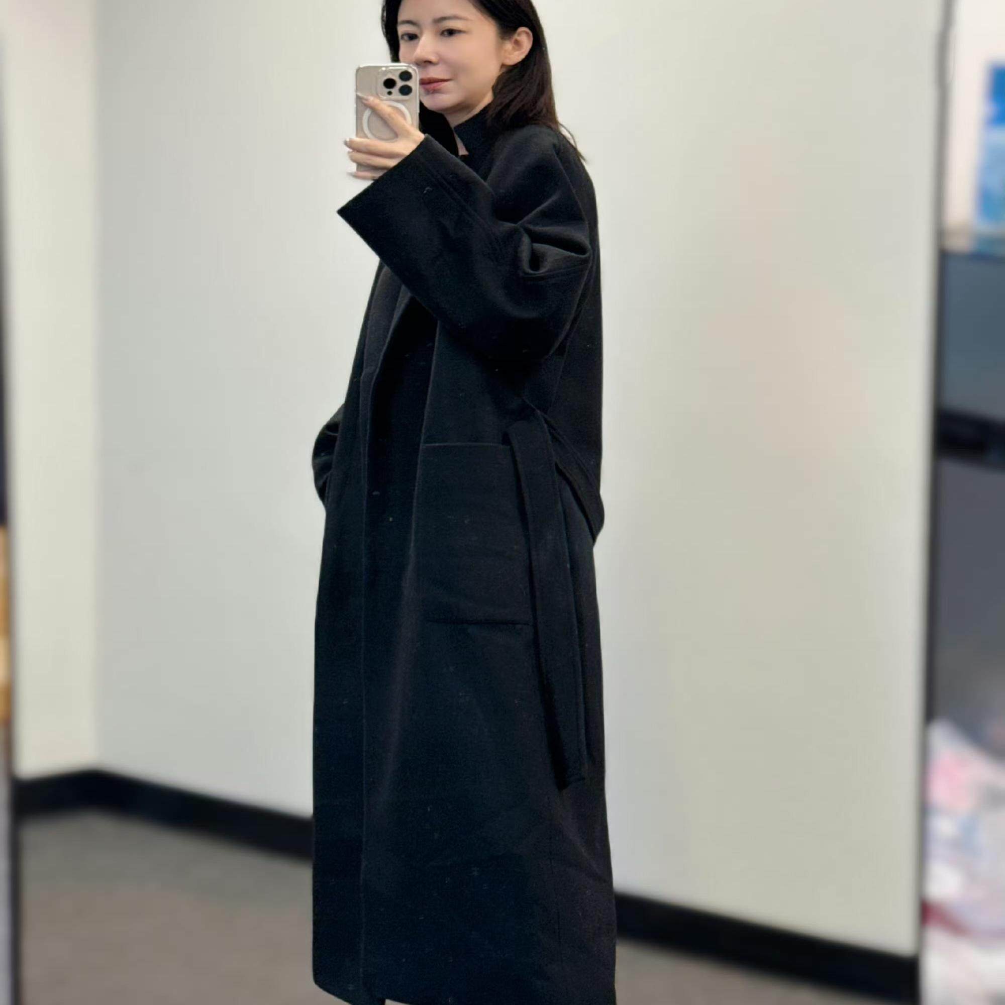 小晖诱货秋冬新款羊毛大衣女中长款宽松显瘦羊毛呢外套百搭立领女