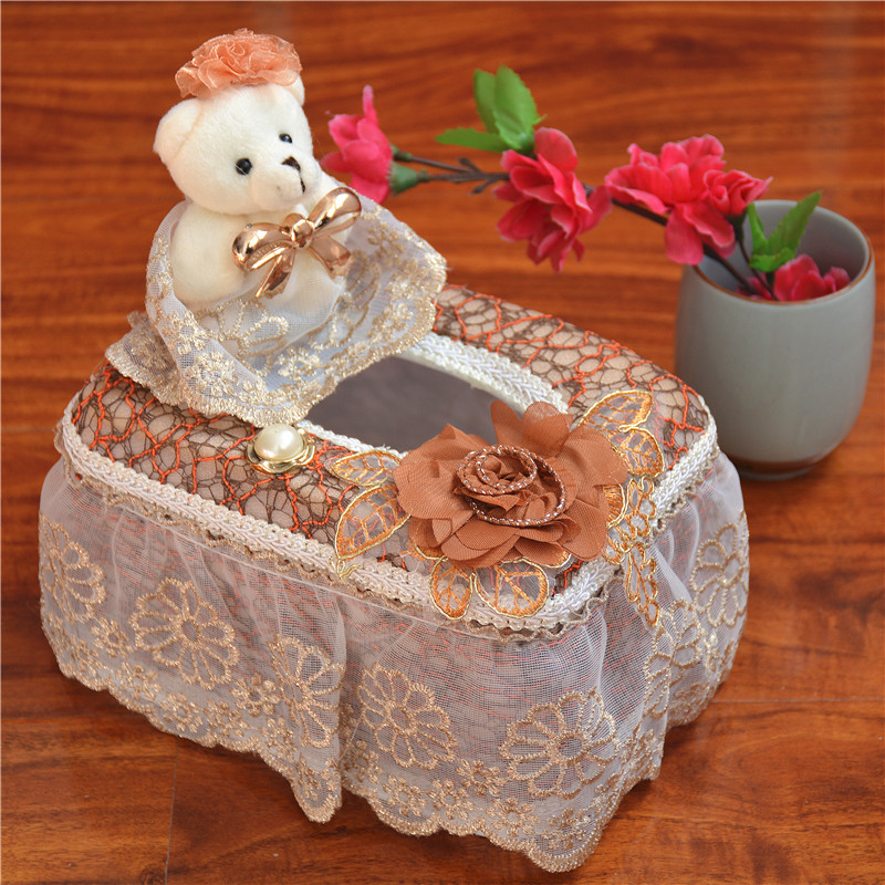 抽纸盒布艺手工中号蕾丝车载