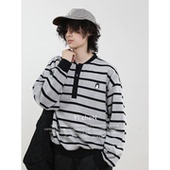 一衬YICHEN 撞色内搭上衣 长袖 春秋半开筒企鹅刺绣条纹卫衣经典 款