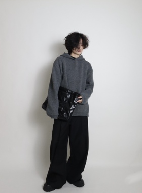 一衬YICHEN秋冬连帽针织衫cleanfit毛衣慵懒风宽松男生卫衣上衣