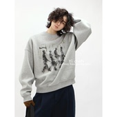 一衬YICHEN 秋冬重磅模糊人物印花卫衣男女宽松休闲复古百搭上衣
